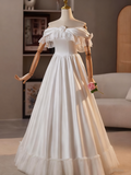 Retro Wedding Dress Off Shoulder Lace Pleated Wedding Dress HZ0319
