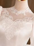 Vintage Wedding Dress Long Sleeve Lace Pleated Wedding Dress HZ0319