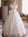 New Arrival Wedding Dress Strapless Tulle Floral Pleated Wedding Dress HZ0319