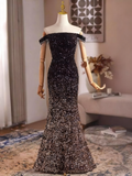 Shiny Prom Dress Off Shoulder Mermaid Evening Dress Gala Gown HZ0319