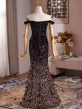 Shiny Prom Dress Off Shoulder Mermaid Evening Dress Gala Gown HZ0319