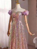 Shiny Prom Dress A Line Sweetheart Sequins Evening Dress Gala Gown HZ0319