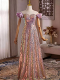 Shiny Prom Dress A Line Sweetheart Sequins Evening Dress Gala Gown HZ0319