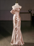 Elegant Prom Dress One Shoulder Pleated Mermaid Evening Dress Gala Dress HZ0319