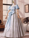 Stunning Prom Dress V-neck Pleated Print Ball Gown Evening Dress HZ0319