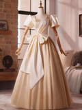 Elegant Prom Dress V-neck Pleated Print Evening Dress Ball Gown HZ0319