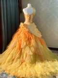New Arrival Prom Dress One Shoulder Pleated Ruffle Ball Gown Quinceanera Dress HZ0319