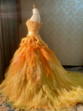 New Arrival Prom Dress One Shoulder Pleated Ruffle Ball Gown Quinceanera Dress HZ0319