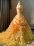 New Arrival Prom Dress One Shoulder Pleated Ruffle Ball Gown Quinceanera Dress HZ0319