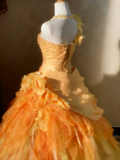 New Arrival Prom Dress One Shoulder Pleated Ruffle Ball Gown Quinceanera Dress HZ0319
