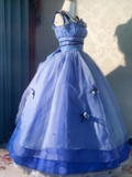 Stunning Prom Dress Spaghetti Straps Pleated Flower Ball Gown Evening Dress Sweet 16 Dress HZ0319