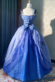 Stunning Prom Dress Spaghetti Straps Pleated Flower Ball Gown Evening Dress Sweet 16 Dress HZ0319