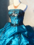 Charming Prom Dress Strapless Pleated Ruffle Ball Gown Evening Dress Birthday Outfits HZ0319