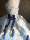 Sweet Prom Dress Strapless Pleated Tiered Ball Gown Evening Dress Birthday Outfits HZ0319
