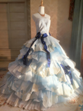 Sweet Prom Dress Strapless Pleated Tiered Ball Gown Evening Dress Birthday Outfits HZ0319