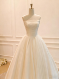 Minimalist Wedding Dress Strapless Tulle Pleated Wedding Dress HZ0319