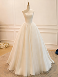 Minimalist Wedding Dress Strapless Tulle Pleated Wedding Dress HZ0319