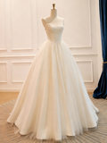 Minimalist Wedding Dress Strapless Tulle Pleated Wedding Dress HZ0319
