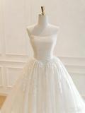 Elegant Wedding Dress Strapless Pleated Tulle Wedding Dress HZ0319