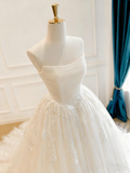Elegant Wedding Dress Strapless Pleated Tulle Wedding Dress HZ0319