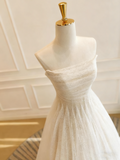 Minimalist Wedding Dress Strapless Pleated Tulle Wedding Dress HZ0319
