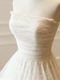 Minimalist Wedding Dress Strapless Pleated Tulle Wedding Dress HZ0319