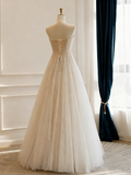 Minimalist Wedding Dress Strapless Pleated Tulle Wedding Dress HZ0319