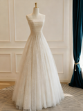 Minimalist Wedding Dress Strapless Pleated Tulle Wedding Dress HZ0319