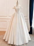 Minimalist Wedding Dress Off Shoulder Wedding Dress HZ0319
