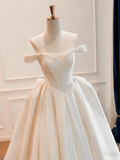 Minimalist Wedding Dress Off Shoulder Wedding Dress HZ0319