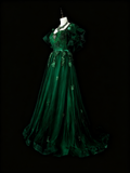 Gorgeous Prom Dress Dark Green A Line Sweetheart Pleated Gala Dress Evening Dress HZ0319