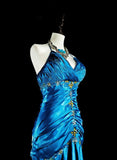 Pretty Prom Dress A Line Halter Pleated Evening Dress Gala Dress Birthday Party Outfits HZ0319