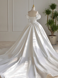 Minimalist Wedding Dress Off Shoulder Pleated Wedding Dress HZ0319