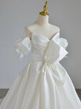 Newest Wedding Dress V-neck Pleated Tulle Wedding Dress HZ0319