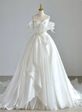 Newest Wedding Dress V-neck Pleated Tulle Wedding Dress HZ0319