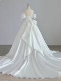 Newest Wedding Dress V-neck Pleated Tulle Wedding Dress HZ0319