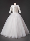 Minimalist Wedding Dress Square Neck Tulle Pleated Wedding Dress HZ0319