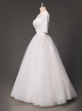 Minimalist Wedding Dress Square Neck Tulle Pleated Wedding Dress HZ0319