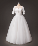 Minimalist Wedding Dress Square Neck Tulle Pleated Wedding Dress HZ0319