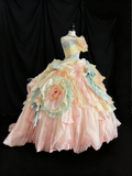 Pretty Prom Dress Strapless Pleated Flower Evening Dress Sweet 16 Dress Birthday Outfits HZ0319