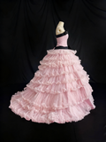 Beauty Prom Dress Strapless Pleated Tulle Ball Gown Quinceanera Dress Birthday Outfits HZ0319