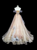 Elegant Prom Dress A Line Off Shoulder Pleated Tulle Evening Dress Gala Dress HZ0319