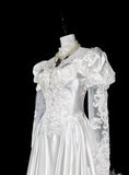 Retro Wedding Dress High Collar Lace Pleated Wedding Dress HZ0319