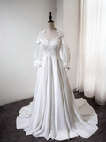 Retro Wedding Dress A Line Sweetheart Pleated Wedding Dress HZ0319