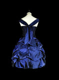 New Arrival Homecoming Dress Dark Blue Crew Neck Pleated Short Prom Dress Back to School Outfits Cocktail Dress HZ0319