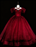 Popular Prom Dress Wine Red Sweetheart Pleated Tulle Ball Gown Evening Dress Birthday Dress HZ0319
