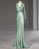 Minimalist Prom Dress V-neck Long Evening Dress Gala Dress Cocktail Dress HZ0319