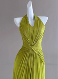 Elegant Prom Dress Halter Pleated Long Evening Dress Gala Dress Cocktail Dress HZ0319