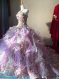 New Arrival Prom Dress Strapless Pleated Ruffle Ball Gown Evening Dress Quinceanera Dress HZ0319