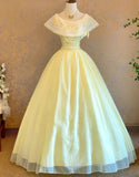 Newest Prom Dress Crew Neck Pleated Tulle Ball Gown Evening Dress Quinceanera Dress HZ0319